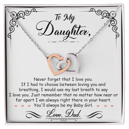 Interlocking Heart Necklace - Cubic Zirconia Stainless Steel