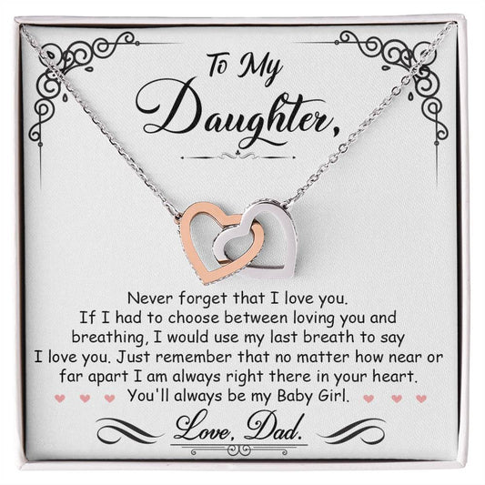 Interlocking Heart Necklace - Cubic Zirconia Stainless Steel