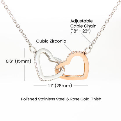 Interlocking Heart Necklace - Cubic Zirconia Surgical Steel 22"
