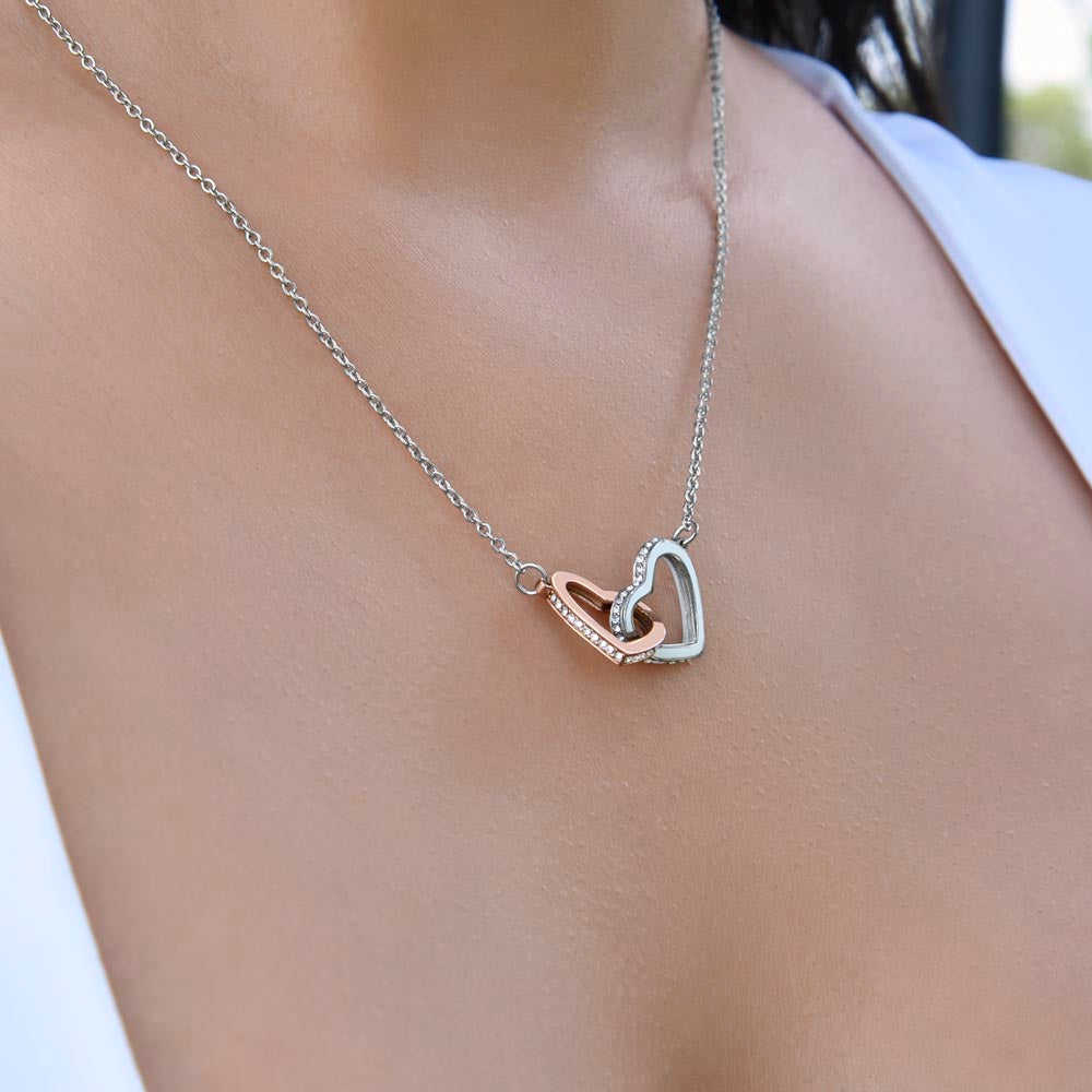 Interlocking Heart Necklace - Cubic Zirconia Surgical Steel 22"