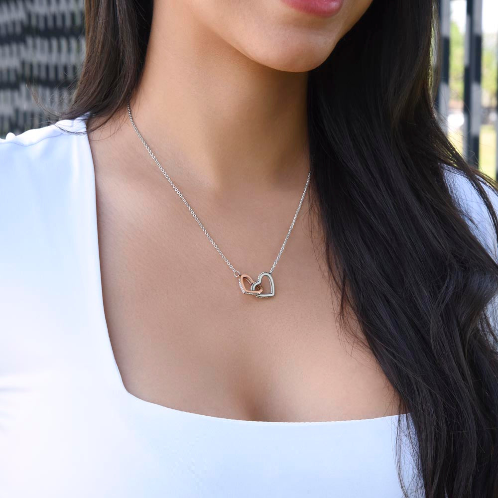 Interlocking Heart Necklace - Cubic Zirconia Surgical Steel 22"