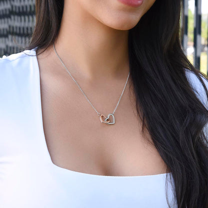Interlocking Heart Necklace - Cubic Zirconia Surgical Steel 22"