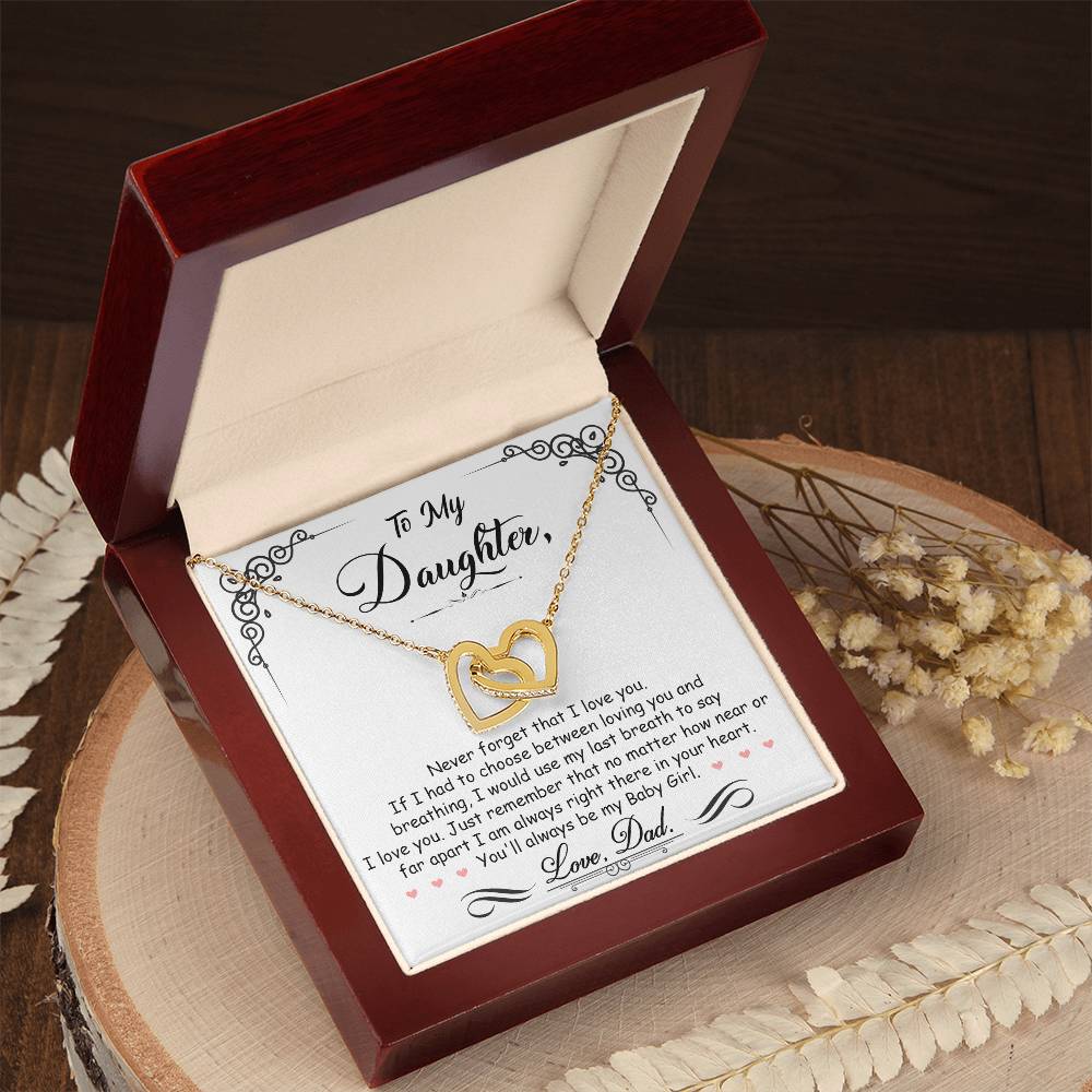 Interlocking Heart Necklace - Cubic Zirconia Stainless Steel