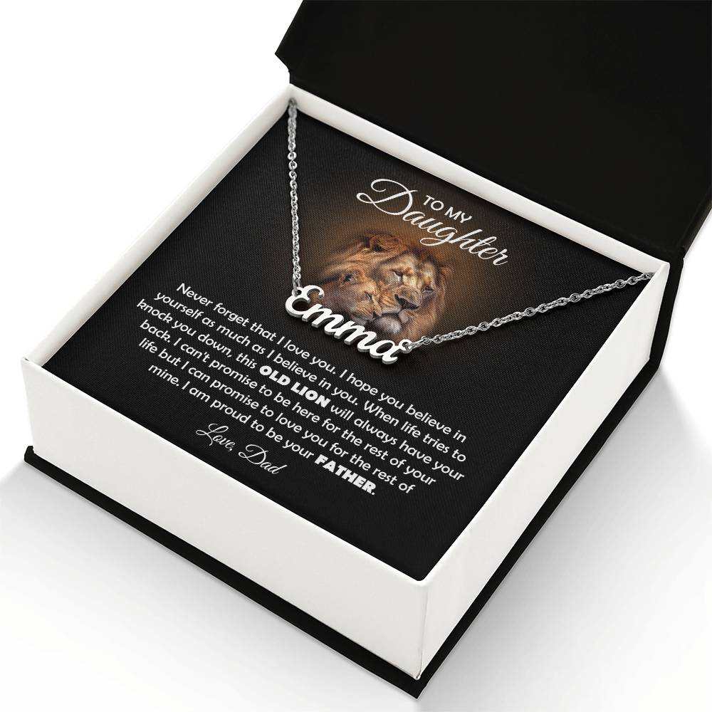TO MY DAUGHTER OLD LION NAME NECKLACE GIFT SET