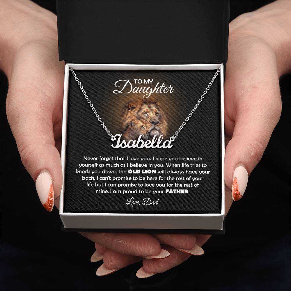 TO MY DAUGHTER OLD LION NAME NECKLACE GIFT SET
