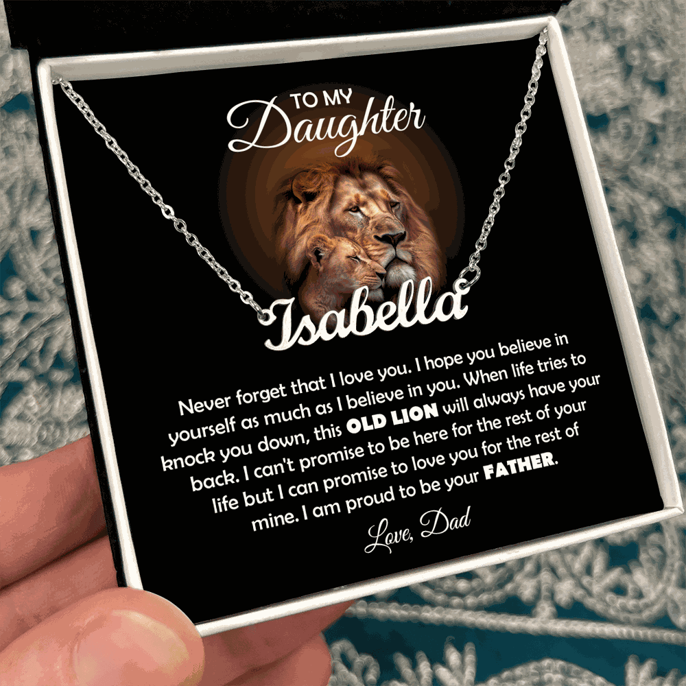 TO MY DAUGHTER OLD LION NAME NECKLACE GIFT SET