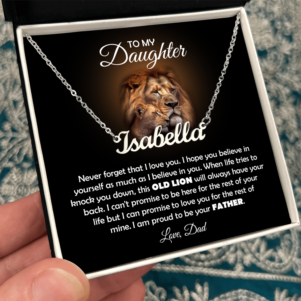 TO MY DAUGHTER OLD LION NAME NECKLACE GIFT SET