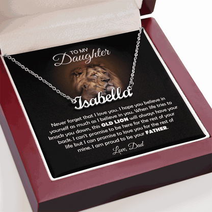 TO MY DAUGHTER OLD LION NAME NECKLACE GIFT SET
