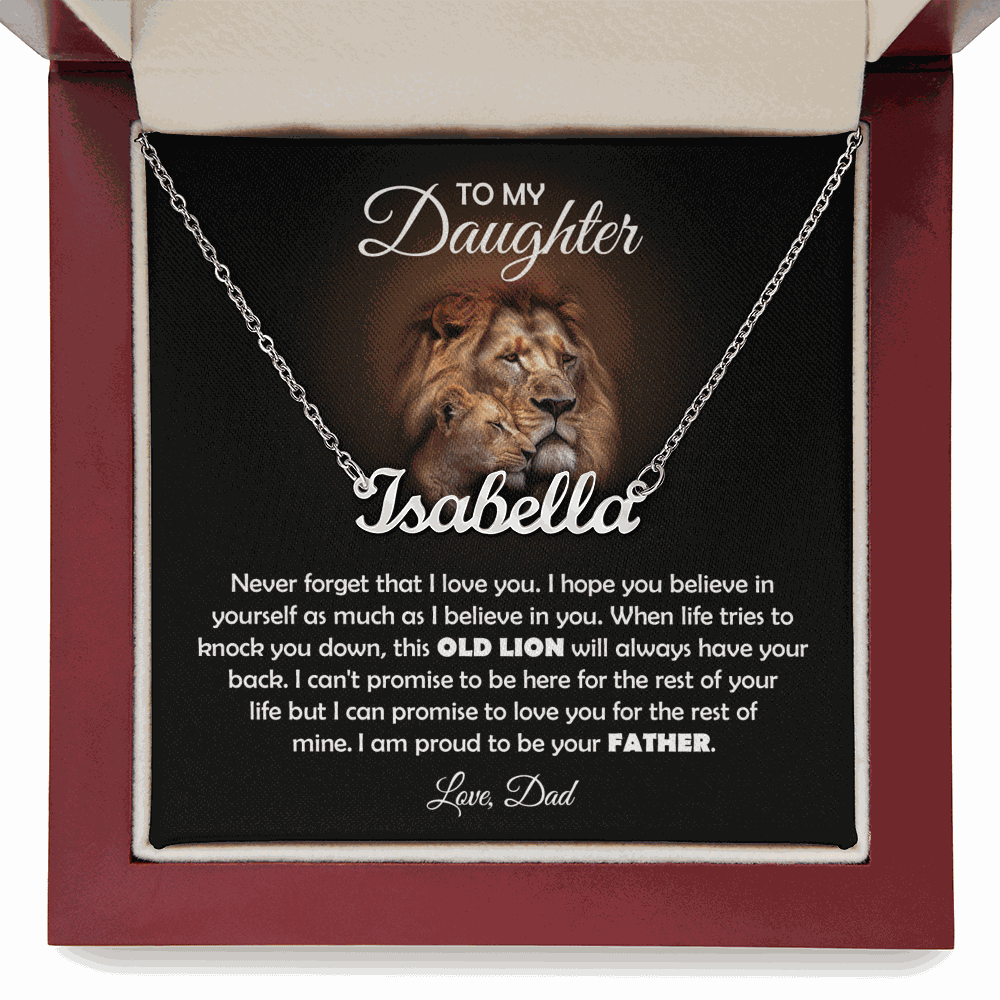 TO MY DAUGHTER OLD LION NAME NECKLACE GIFT SET