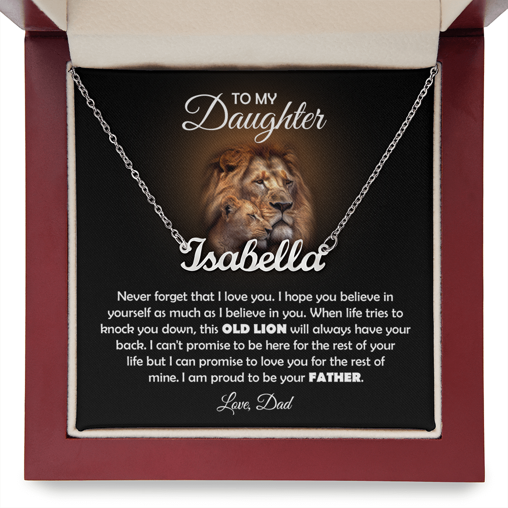 TO MY DAUGHTER OLD LION NAME NECKLACE GIFT SET