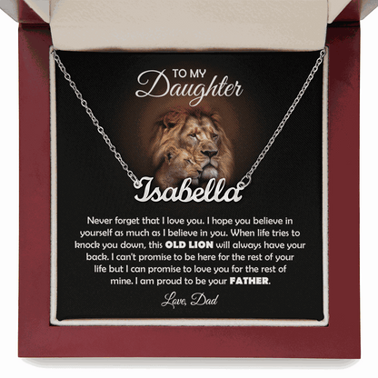 TO MY DAUGHTER OLD LION NAME NECKLACE GIFT SET