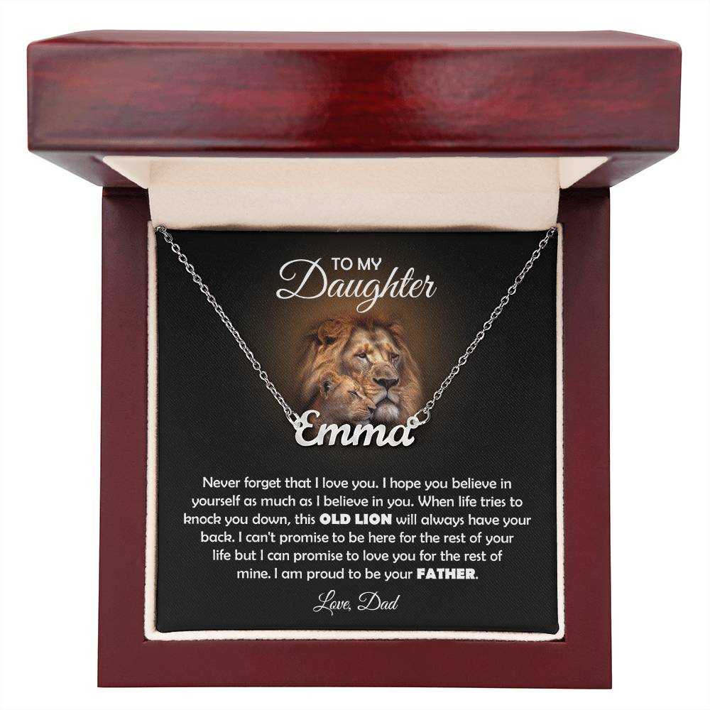 TO MY DAUGHTER OLD LION NAME NECKLACE GIFT SET