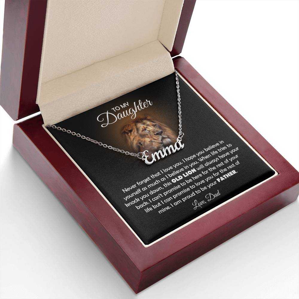 TO MY DAUGHTER OLD LION NAME NECKLACE GIFT SET