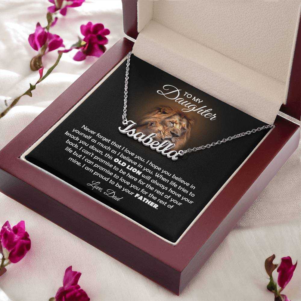 TO MY DAUGHTER OLD LION NAME NECKLACE GIFT SET