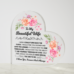 TO MY BEAUTIFUL WIFE ACRYLIC HEART PLAQUE