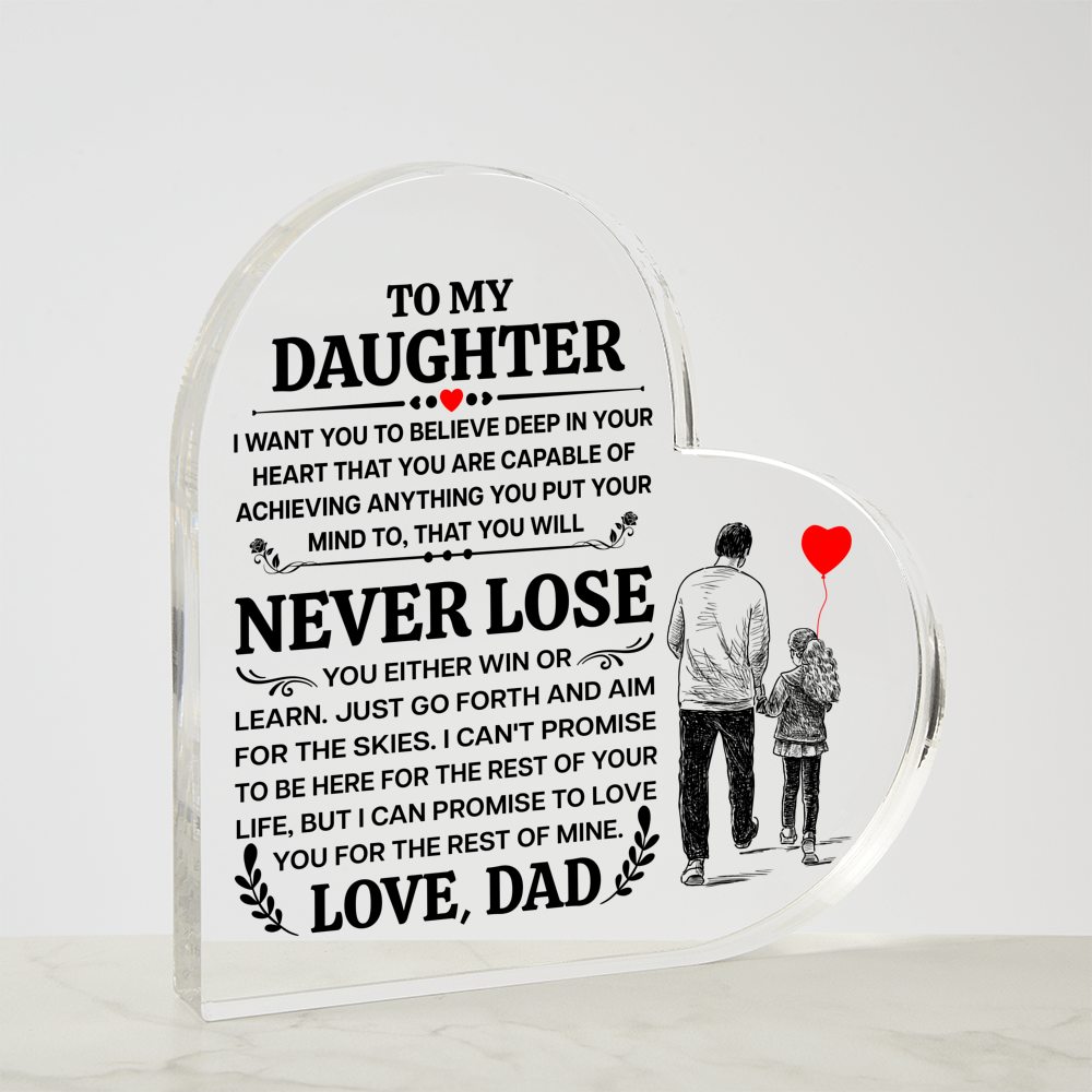 TO MY DAUGHTER PROMISE HEART ACRYLIC PLAQUE