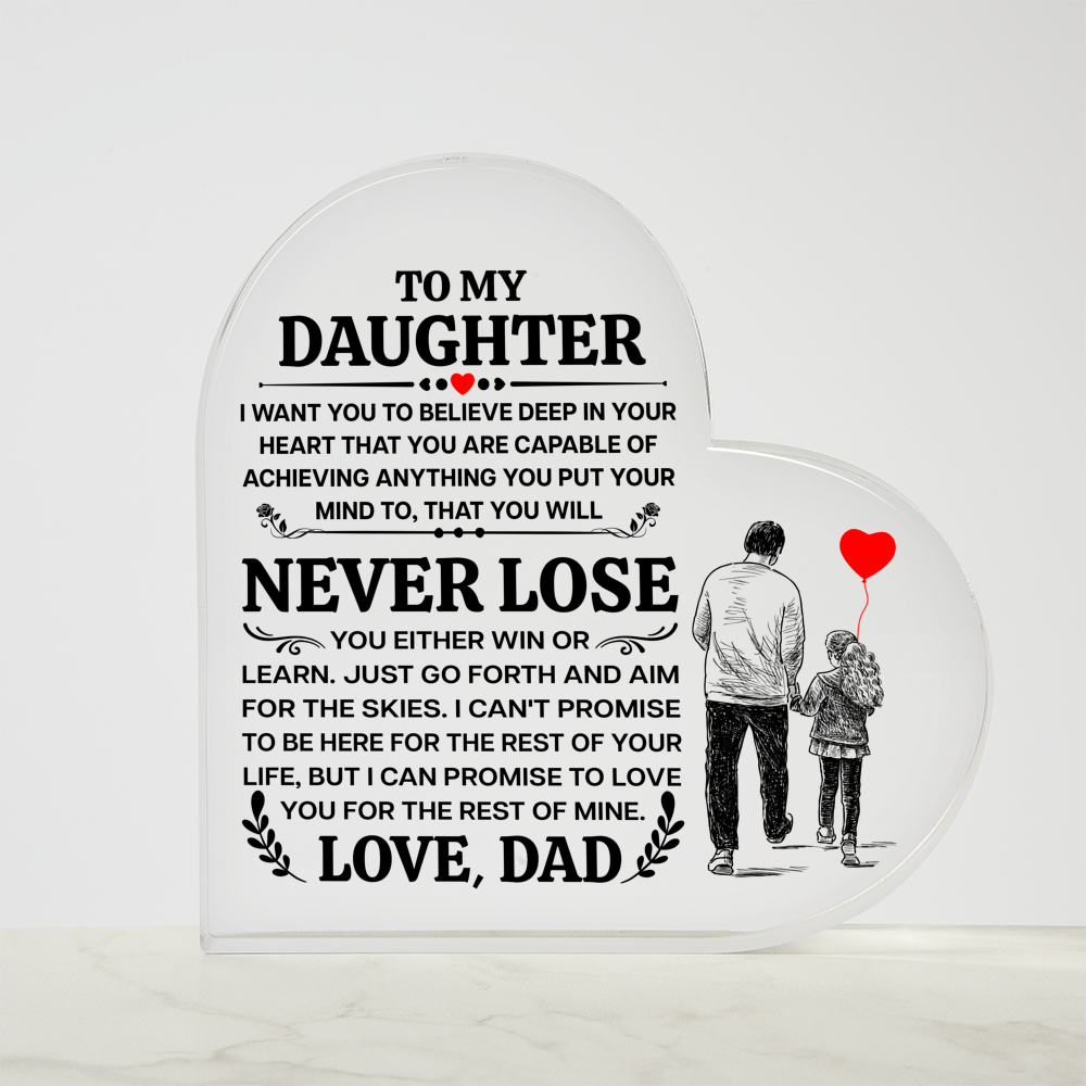 TO MY DAUGHTER PROMISE HEART ACRYLIC PLAQUE