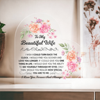 TO MY BEAUTIFUL WIFE ACRYLIC HEART PLAQUE