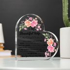 TO MY BEAUTIFUL WIFE ACRYLIC HEART PLAQUE