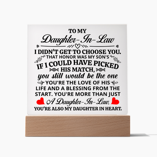Square Acrylic Plaque - Daughter-in-Law Gift 6.5"
