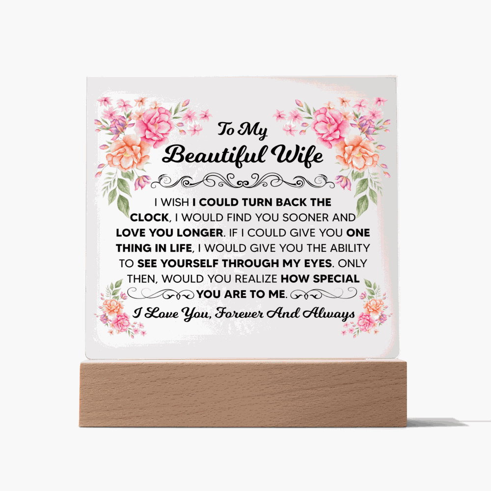 TO MY BEAUTIFUL WIFE SQUARE ACRYLIC PLAQUE
