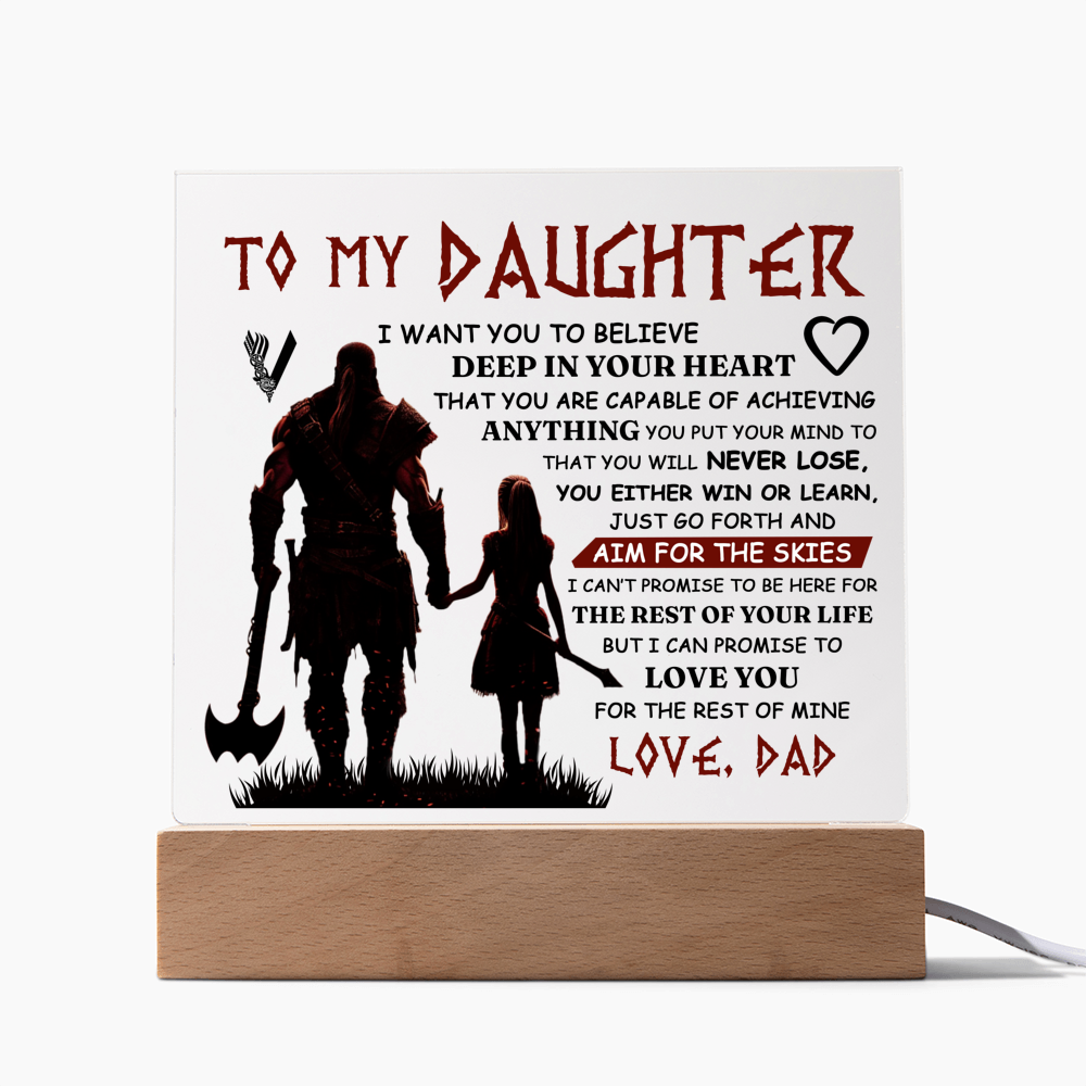 Viking Square Acrylic Plaque - 6.5" Decorative Gift for Daughter