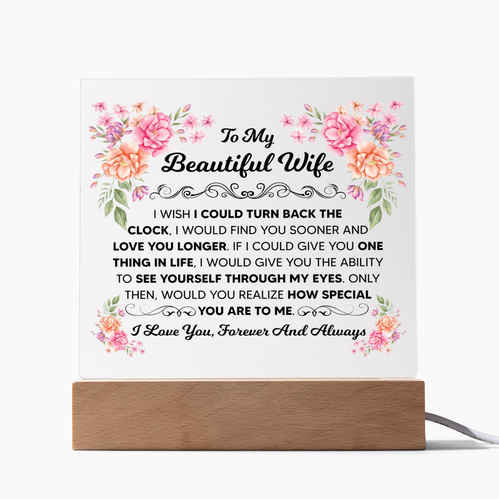TO MY BEAUTIFUL WIFE SQUARE ACRYLIC PLAQUE