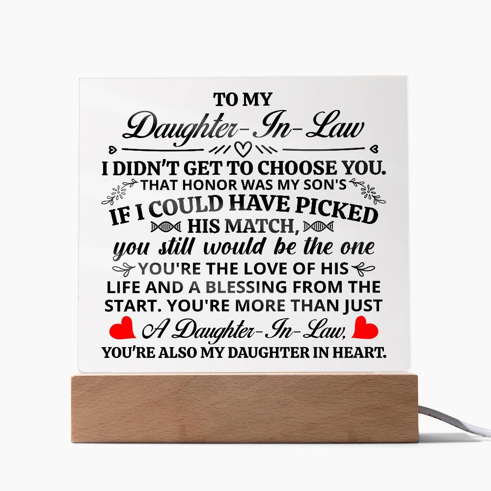 Square Acrylic Plaque - Daughter-in-Law Gift 6.5"