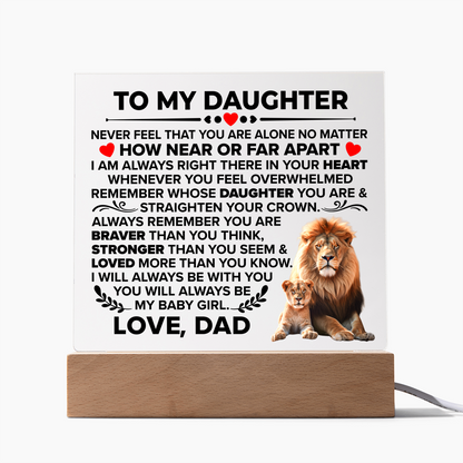 Square Acrylic Plaque To My Daughter - 6.5" Decorative Gift