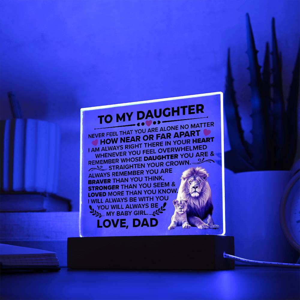 Square Acrylic Plaque To My Daughter - 6.5" Decorative Gift