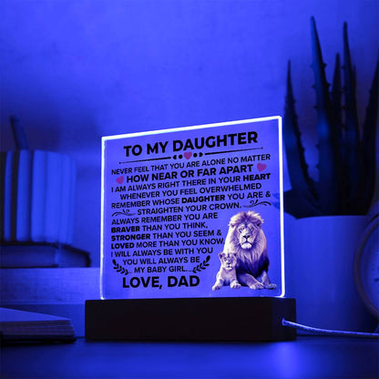 Square Acrylic Plaque To My Daughter - 6.5" Decorative Gift