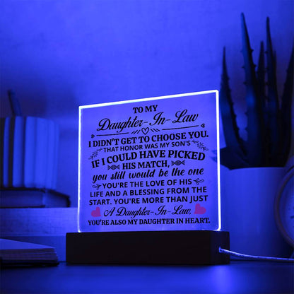 Square Acrylic Plaque - Daughter-in-Law Gift 6.5"