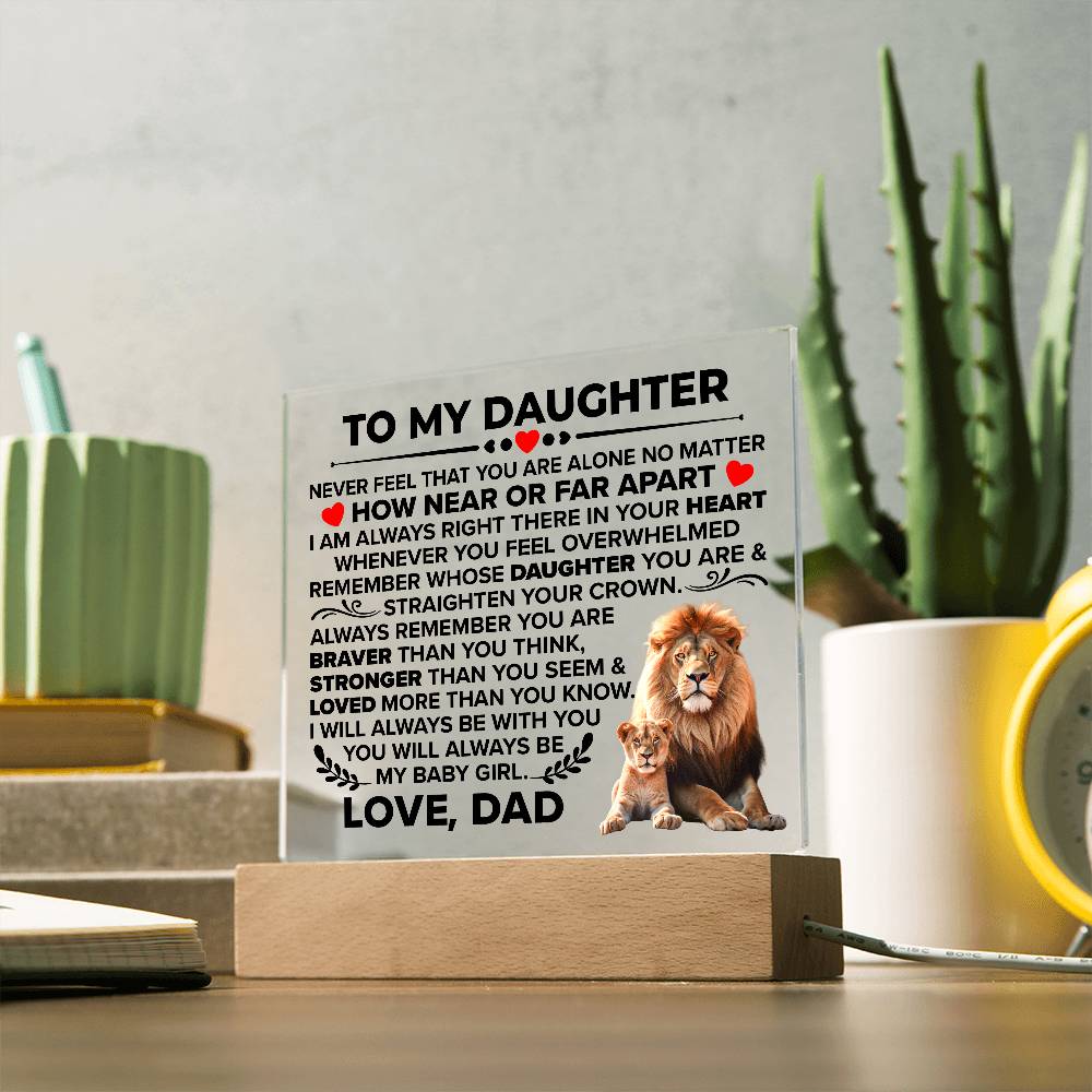 Square Acrylic Plaque To My Daughter - 6.5" Decorative Gift
