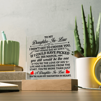 Square Acrylic Plaque - Daughter-in-Law Gift 6.5"