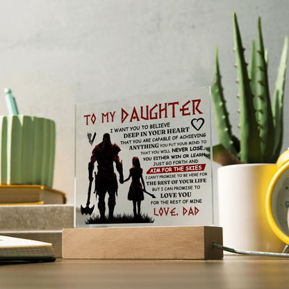 Viking Square Acrylic Plaque - 6.5" Decorative Gift for Daughter