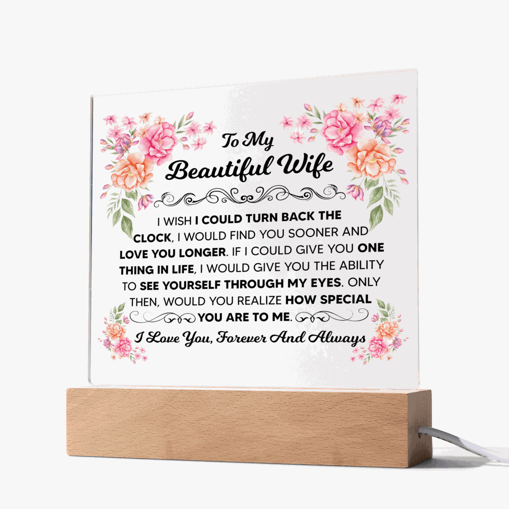 TO MY BEAUTIFUL WIFE SQUARE ACRYLIC PLAQUE