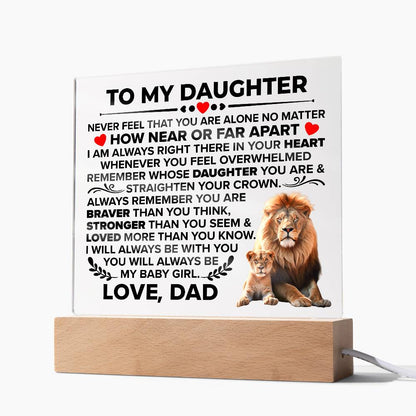 Square Acrylic Plaque To My Daughter - 6.5" Decorative Gift