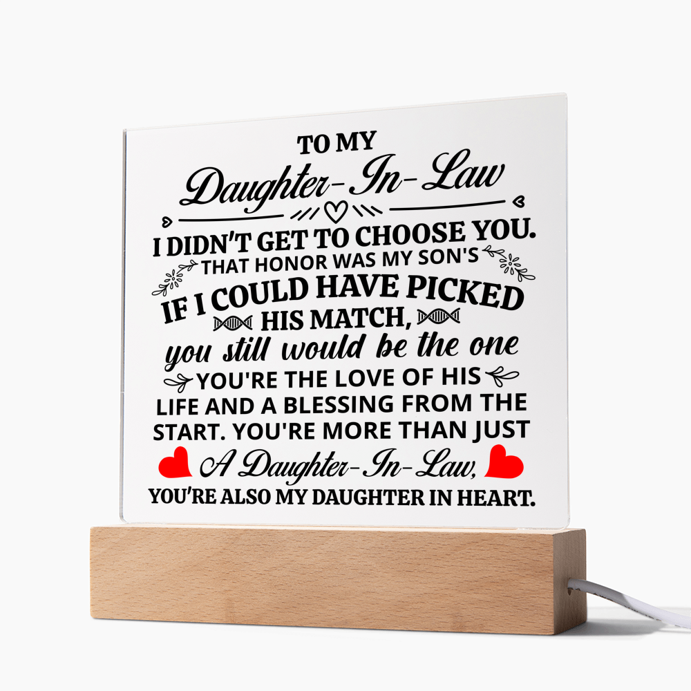 TO MY DAUGHTER IN LAW HONOR SQUARE ACRYLIC