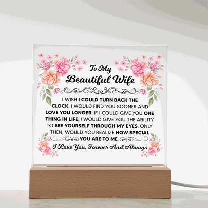 TO MY BEAUTIFUL WIFE SQUARE ACRYLIC PLAQUE