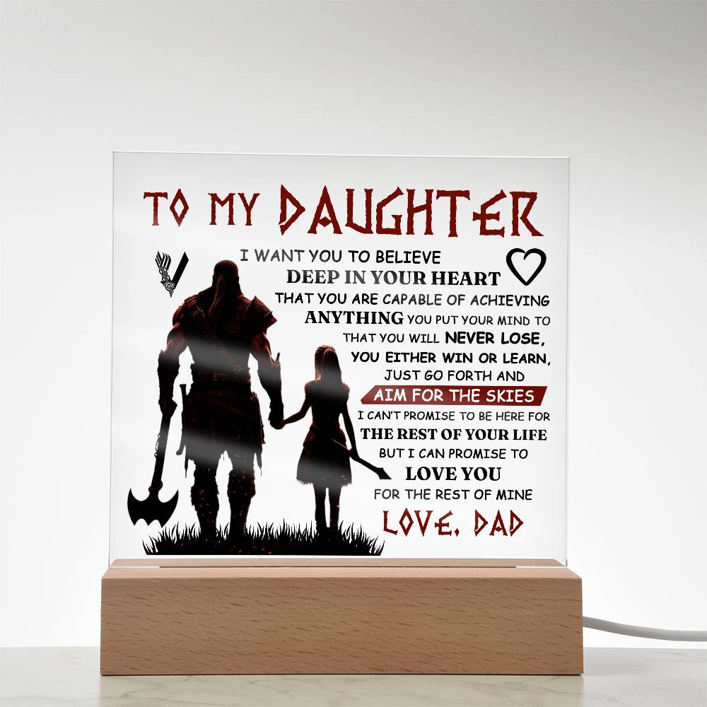 Viking Square Acrylic Plaque - 6.5" Decorative Gift for Daughter