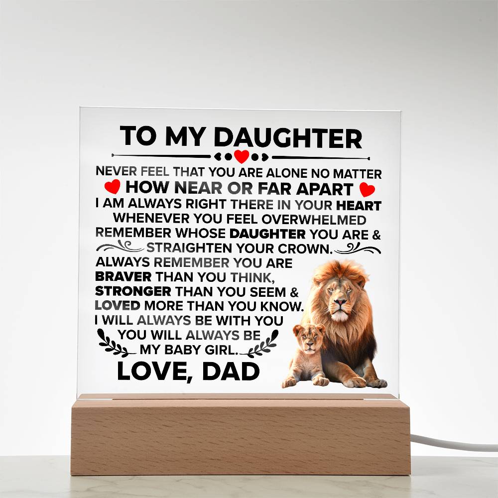 Square Acrylic Plaque To My Daughter - 6.5" Decorative Gift