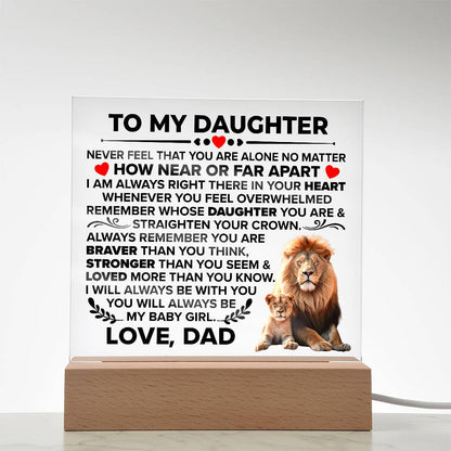 Square Acrylic Plaque To My Daughter - 6.5" Decorative Gift