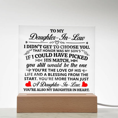 Square Acrylic Plaque - Daughter-in-Law Gift 6.5"