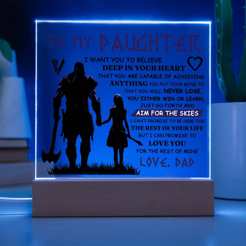 Viking Square Acrylic Plaque - 6.5" Decorative Gift for Daughter