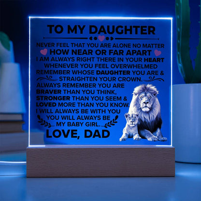 Square Acrylic Plaque To My Daughter - 6.5" Decorative Gift