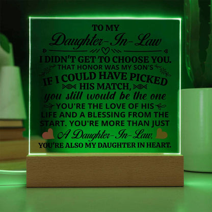 Square Acrylic Plaque - Daughter-in-Law Gift 6.5"