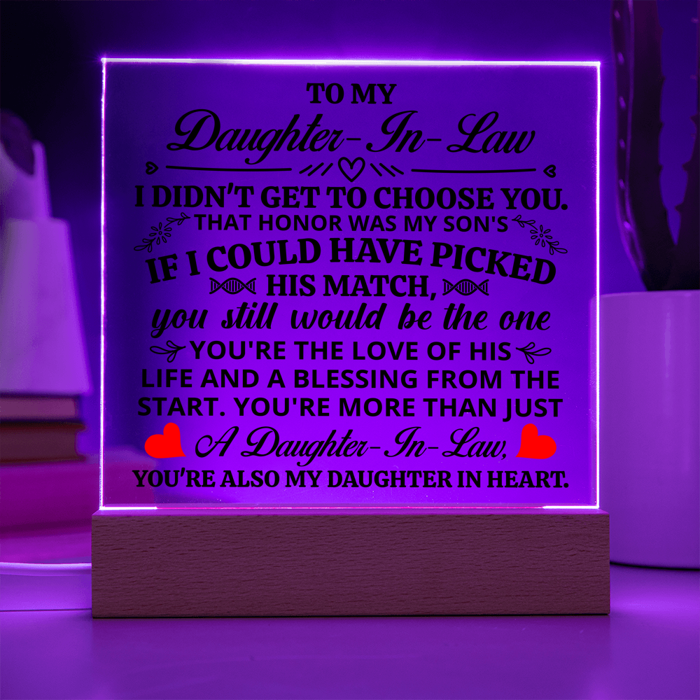 TO MY DAUGHTER IN LAW HONOR SQUARE ACRYLIC