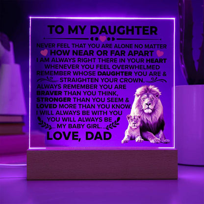 Square Acrylic Plaque To My Daughter - 6.5" Decorative Gift