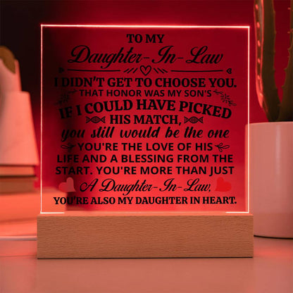 Square Acrylic Plaque - Daughter-in-Law Gift 6.5"