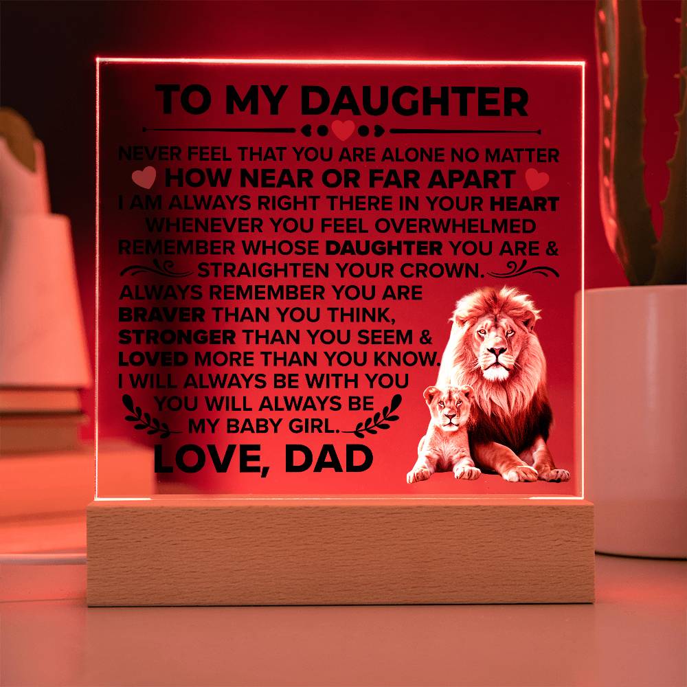 Square Acrylic Plaque To My Daughter - 6.5" Decorative Gift